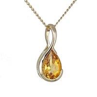 Ojewellery Women's 9ct Yellow Gold Citrine Necklace | Size: 18 inches