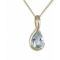 Ojewellery Women's 9ct Yellow Gold Aquamarine Necklace in Aqua | Size: 18 inches