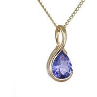 Ojewellery Women's 9ct Yellow Gold Tanzanite Necklace in Blue | Size: 18 inches