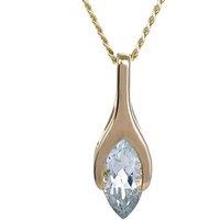 Ojewellery Women's 9ct Yellow Gold Aquamarine Minimalist Marquise Necklace in Aqua | Size: 18 inches