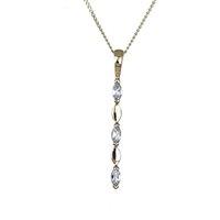 Ojewellery Women's 9ct Yellow Gold Aquamarine Marquise Drop Necklace in Aqua | Size: 18 inches