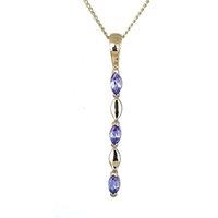 Ojewellery Women's 9ct Yellow Gold Tanzanite Drop Necklace in Blue | Size: 18 inches