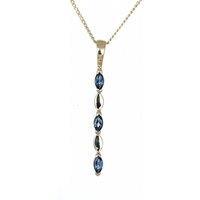 Ojewellery Women's 9ct Yellow Gold London Blue Topaz Drop Necklace | Size: 18 inches