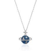 Spero London Women's Blue Saturn Jewelled Sterling Silver Necklace