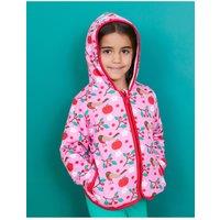Toby Tiger Robin Print Fleece Hoodie in Pink | Size: 5-6 Years