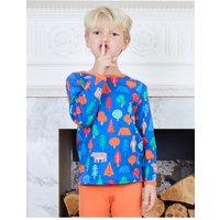 Toby Tiger Camping Bear Print Long-Sleeved T-Shirt in Blue | Size: 18-24 m