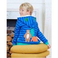 Toby Tiger Camping Bear Applique Hoodie in Blue | Size: 6-12 m