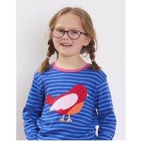 Toby Tiger Bird Applique Long-Sleeved T-Shirt in Blue | Size: 4-5 Years