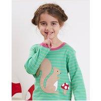 Toby Tiger Squirrel Applique Long-Sleeved T-Shirt in Green | Size: 6-12 m