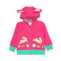 Toby Tiger Leaping Bunny Applique Hoodie in Pink | Size: 12-18 m