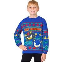 Sonic the Hedgehog Christmas Jumper Xmas Pullover Sweater Top in Blue | Size: 4-5 Years