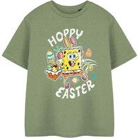 SpongeBob SquarePants Short Sleeved T-Shirt | Khaki | Official Merch in Green | Size: 5-6 Years