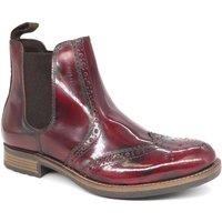 HX London Men's Albert Brogue Leather Chelsea Boots in Red | Size: 8