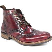 HX London Men's Kingston Leather Lace Up Brogue Boots in Red | Size: 9
