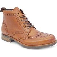 HX London Men's Kingston Leather Lace Up Brogue Boots in Tan | Size: 7