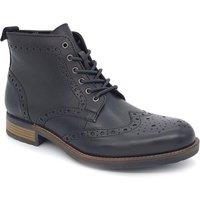 HX London Men's Kingston Leather Lace Up Brogue Boots in Black | Size: 10