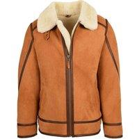 House of Leather Men's Mens Real Sheepskin Aviator Jacket Dean Tan | Size: Large