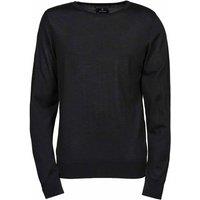 TEE JAYS Men's Knitted Crew Neck Sweater in Black | Size: XL