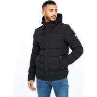 Crosshatch Kampleys Men's Hooded Quilted Puffer Jacket with Zip-Through Closure in Black | Size: 2XL