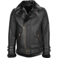 House of Leather Men's Mens Real Sheepskin Aviator Jacket Cross Zip Alvin Black | Size: Small