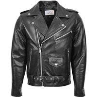 House of Leather Men's Mens Real Leather Biker Jacket Cross Zip Brando Style Kyle in Black | Size: Small