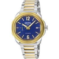 Gevril Men's Roosevelt Swiss Automatic Blue Checker Dial Two toned Steel Watch