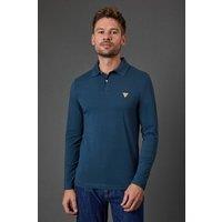 Guess Men's Oliver Long Sleeve Polo Dark Heather in Dark Grey | Size: Medium