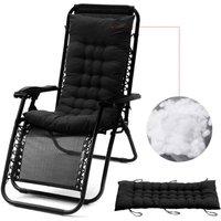 Garden Sanctuary 48x125cm Beach Lounge Seat Cushion Office Sofa Chair Cushion Rocking Chair Pad in Black | Size: 48x125 cm