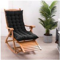 Living and Home 48x125cm Outdoor Soft Comfortable Chaise Lounge Chair Cushion in Black | Size: 48x125 cm