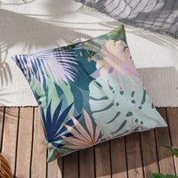 Furn Leafy Palm Sqaure Water & UV Resistant Outdoor Cushion in Teal