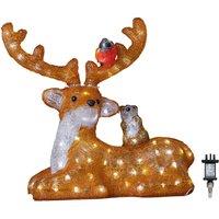 Samuel Alexander 40cm Acrylic Sitting Deer w/Animals w/80 WW LEDS in White