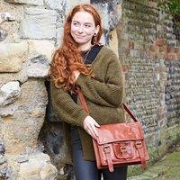 Paper High Brown Leather Satchel | Size: Small