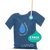 LIVIVO T-Shirt Shape Reusable Wardrobe Dehumidifier Bag Set of 2 in Blue