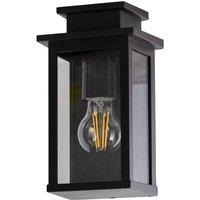 First Choice Lighting Cotswold - Black Traditional Flush Outdoor Wall Lantern Light