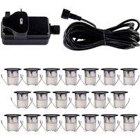 First Choice Lighting Set of 20 - 30mm Black IP67 Cool White LED Decking Kit