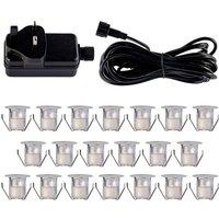 First Choice Lighting Set of 20 - 30mm Stainless Steel IP67 Cool White LED Decking Kit in Silver
