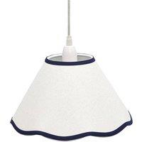 First Choice Lighting Libby - Natural Linen with Navy Blue Trim 27cm Pendant or Lamp Shade in White