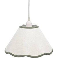 First Choice Lighting Libby - Natural Linen with Sage Green Trim 27cm Pendant or Lamp Shade in White