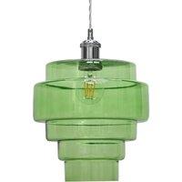 First Choice Lighting Benson - 5 Tier Green Glass Easy Fit Pendant Lightshade