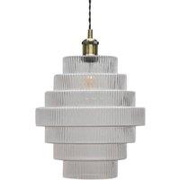 First Choice Lighting Benson - 7 Tier Clear Ribbed Glass Easy Fit Pendant Lightshade