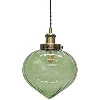 First Choice Lighting Layla - Green Glass Easy Fit Pendant Shade with Antique Brass Detail