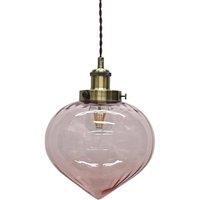 First Choice Lighting Layla - Pink Glass Easy Fit Pendant Shade with Antique Brass Detail