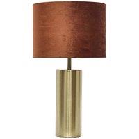 First Choice Lighting Amber - Gold Touch Operated 40cm Table Lamp Burnt Orange Velvet Shade