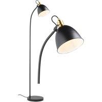 First Choice Lighting Acrobat - Matt Black & Gold Industrial Floor Lamp
