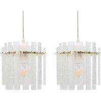 First Choice Lighting Set of 2 Abi - Satin Brass Frosted Diffuser Easy Fit Lightshades in Gold