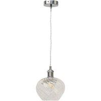 First Choice Lighting Bradson - Clear Swirl Glass Chrome Retro Pendant Fitting