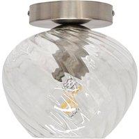 First Choice Lighting Bradson - Clear Swirl Glass Satin Nickel Ceiling Light Fitting