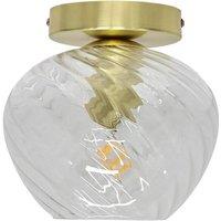 First Choice Lighting Bradson - Clear Swirl Glass Satin Brass Ceiling Light Fitting