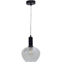 First Choice Lighting Bradson - Clear Swirl Glass Black Deco Pendant Fitting