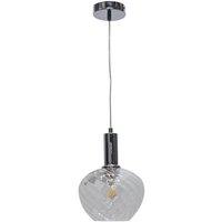 First Choice Lighting Bradson - Clear Swirl Glass Chrome Deco Pendant Fitting